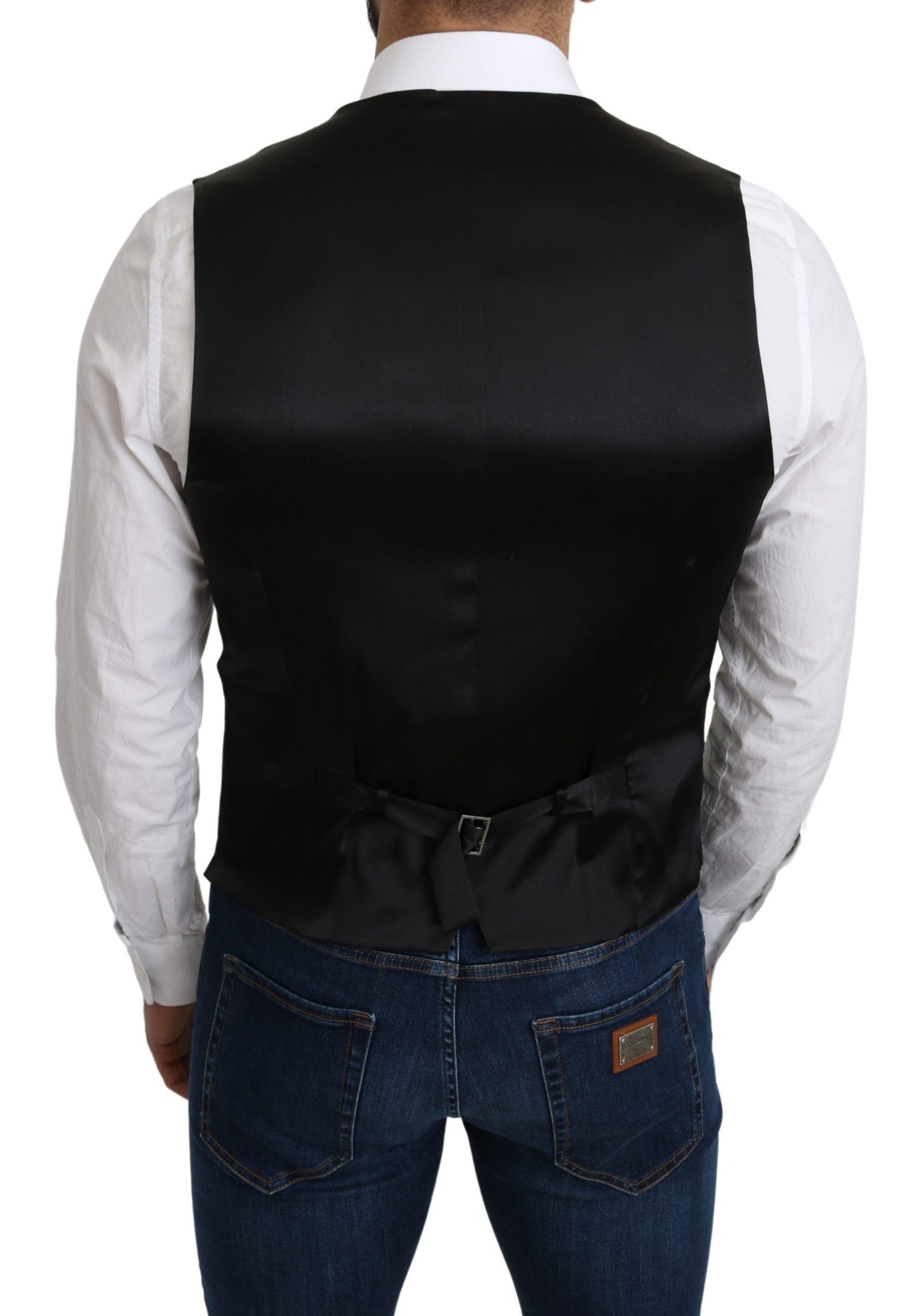 Gray 100% Silk Formal Coat Vest Dolce & Gabbana
