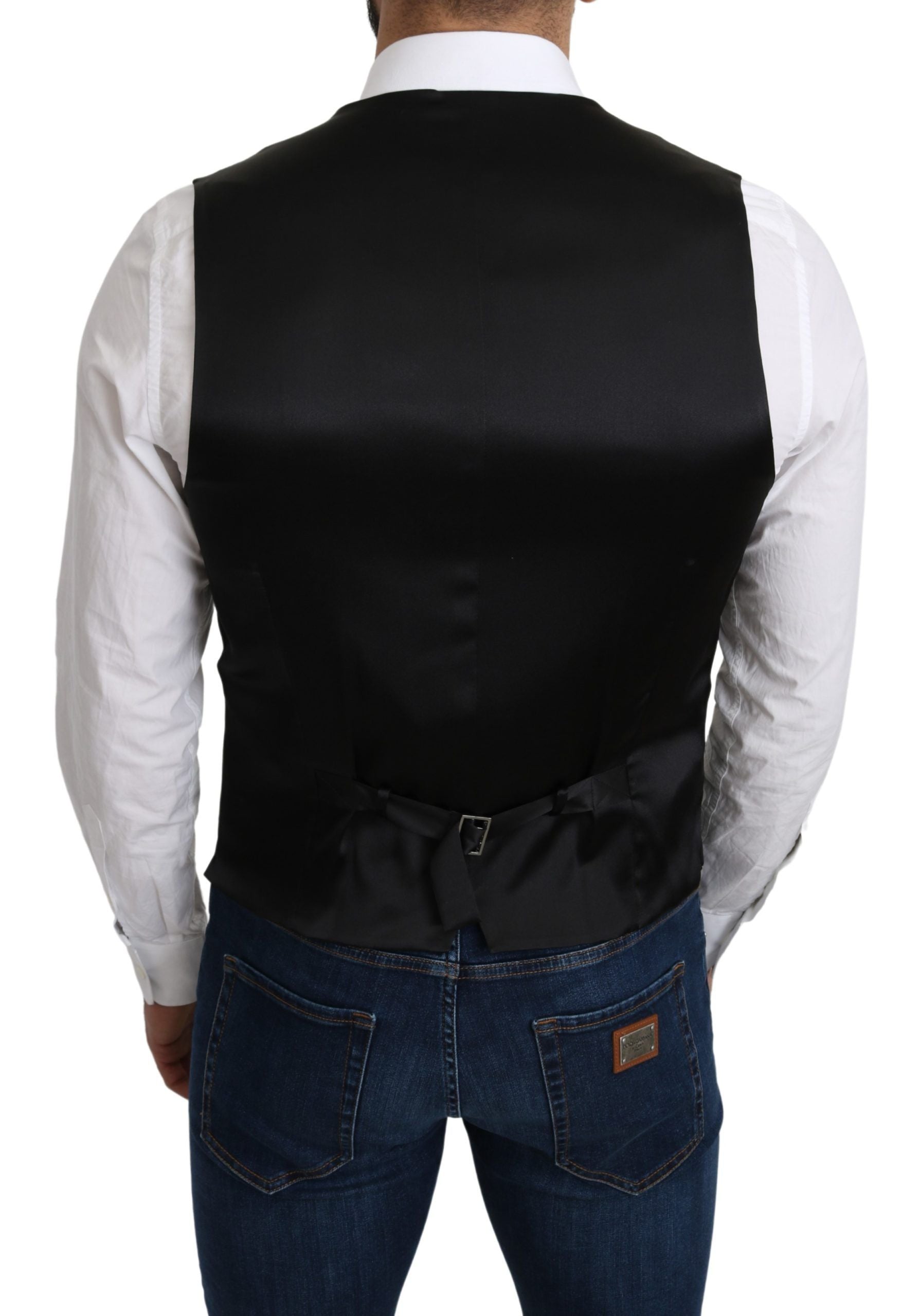 Gray 100% Silk Formal Coat Vest Dolce & Gabbana