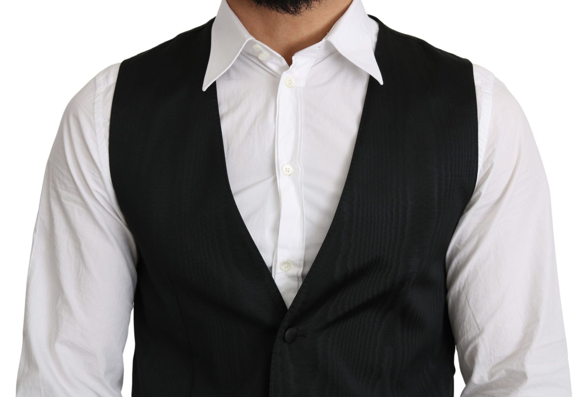 Gray 100% Silk Formal Coat Vest Dolce & Gabbana