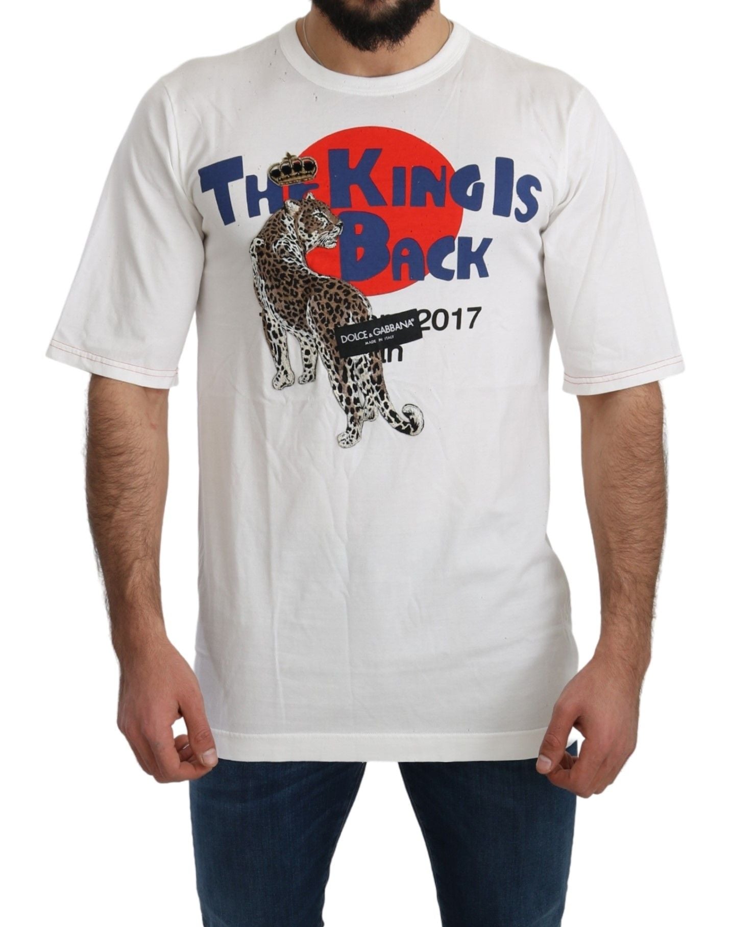 White Leopard Royal Top T-shirt Dolce & Gabbana