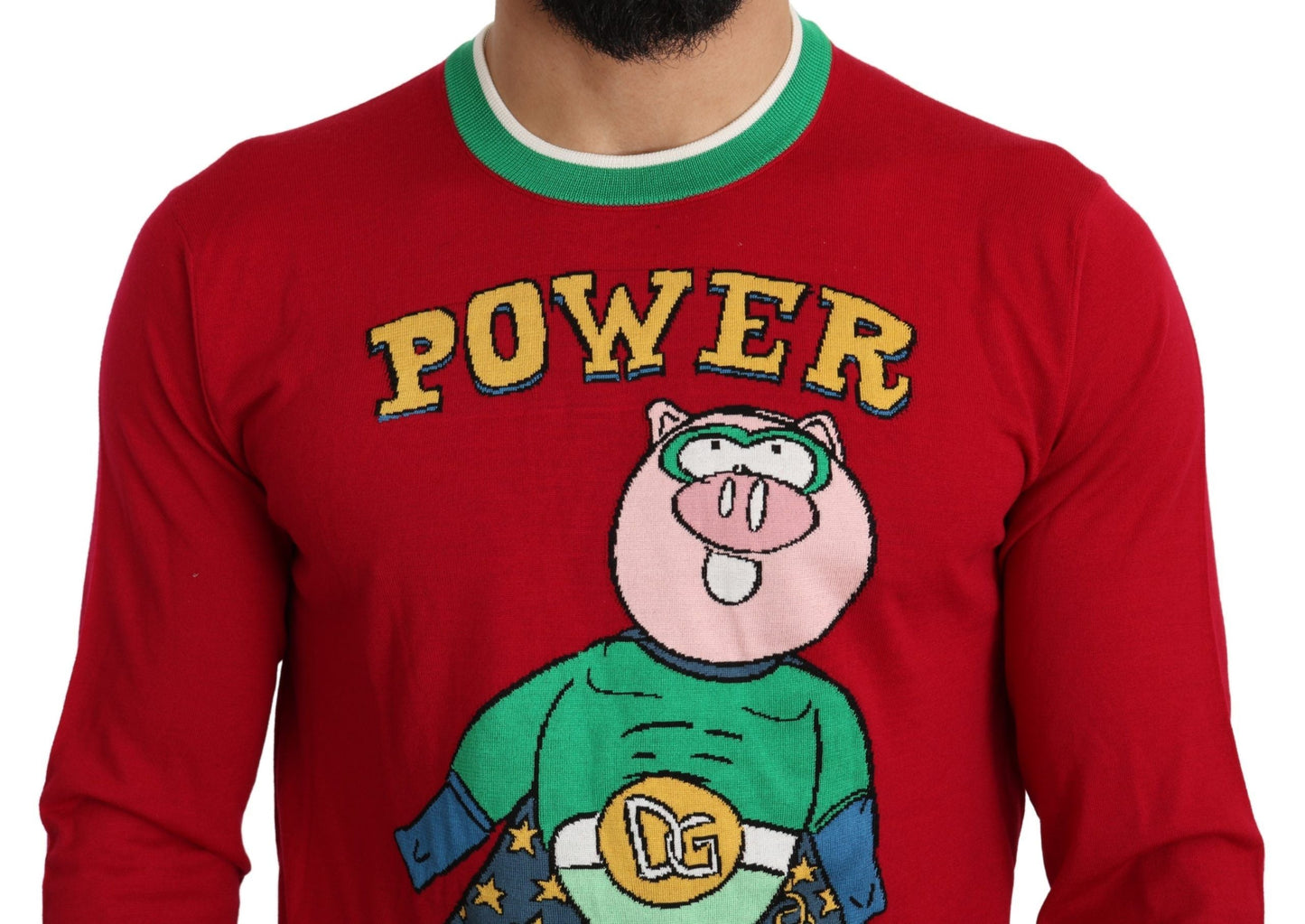 Red Wool Silk Pig of the Year Sweater Dolce & Gabbana