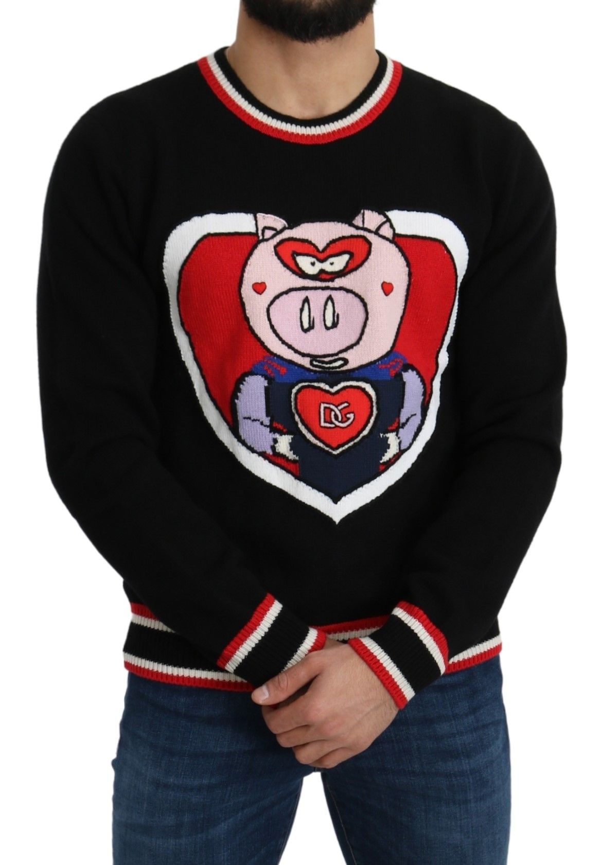 Black Cashmere Pig of the Year Pullover Sweater Dolce & Gabbana