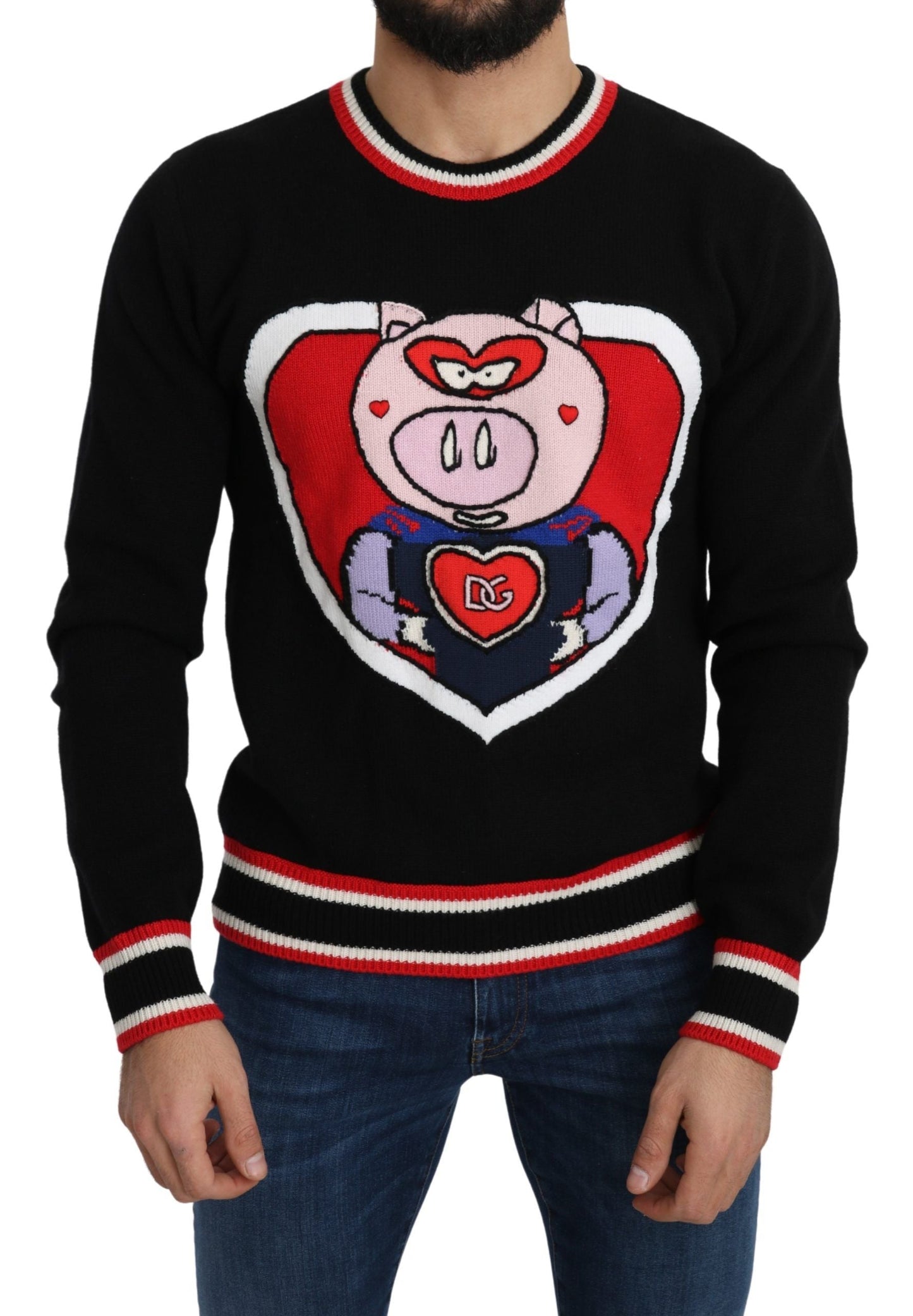 Black Cashmere Pig of the Year Pullover Sweater Dolce & Gabbana