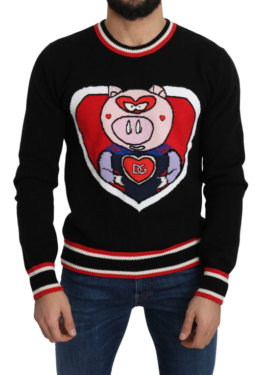 Black Cashmere Pig of the Year Pullover Sweater Dolce & Gabbana