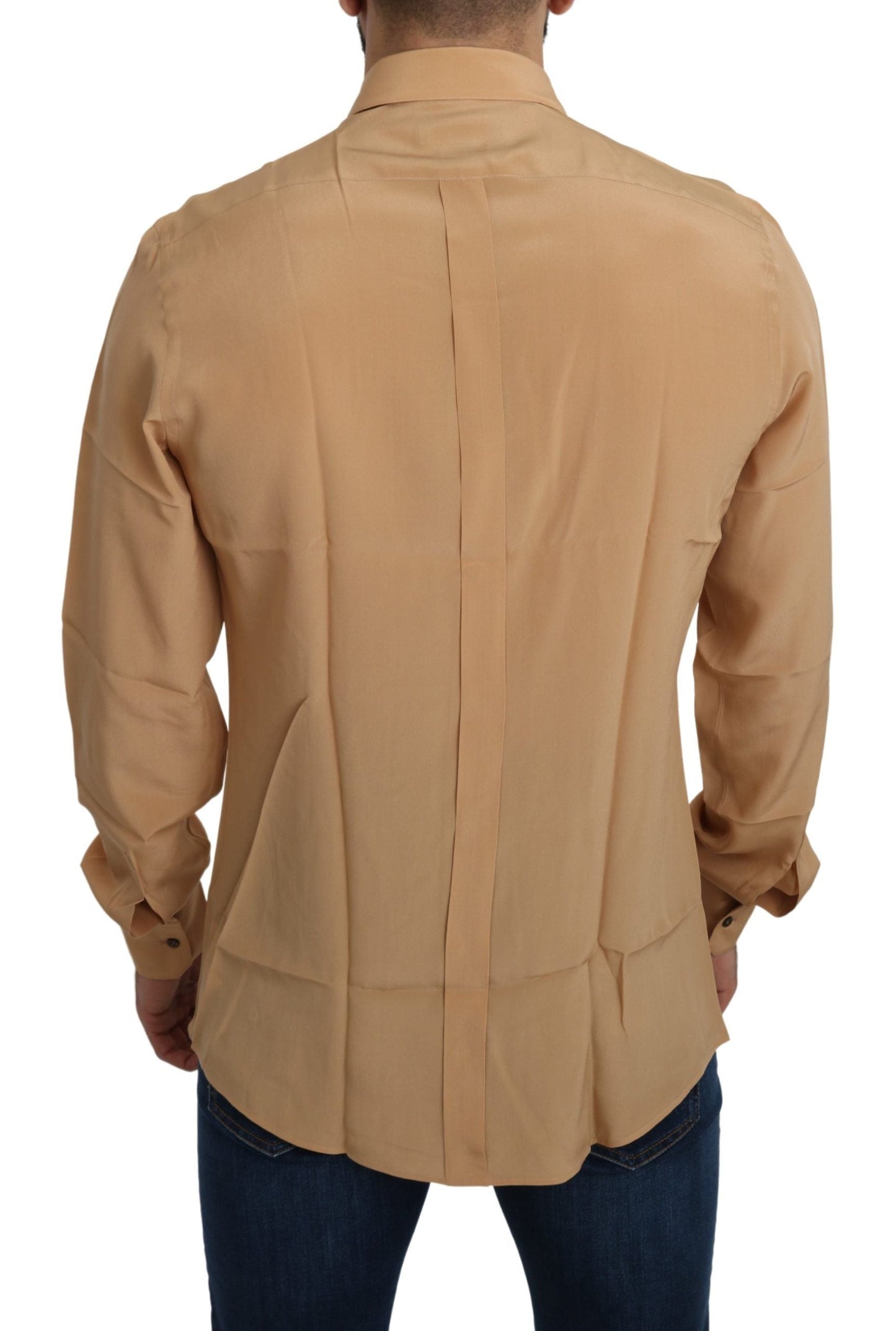 Yellow 100% Silk GOLD Top Slim Shirt Dolce & Gabbana