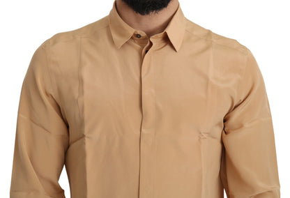 Yellow 100% Silk GOLD Top Slim Shirt Dolce & Gabbana