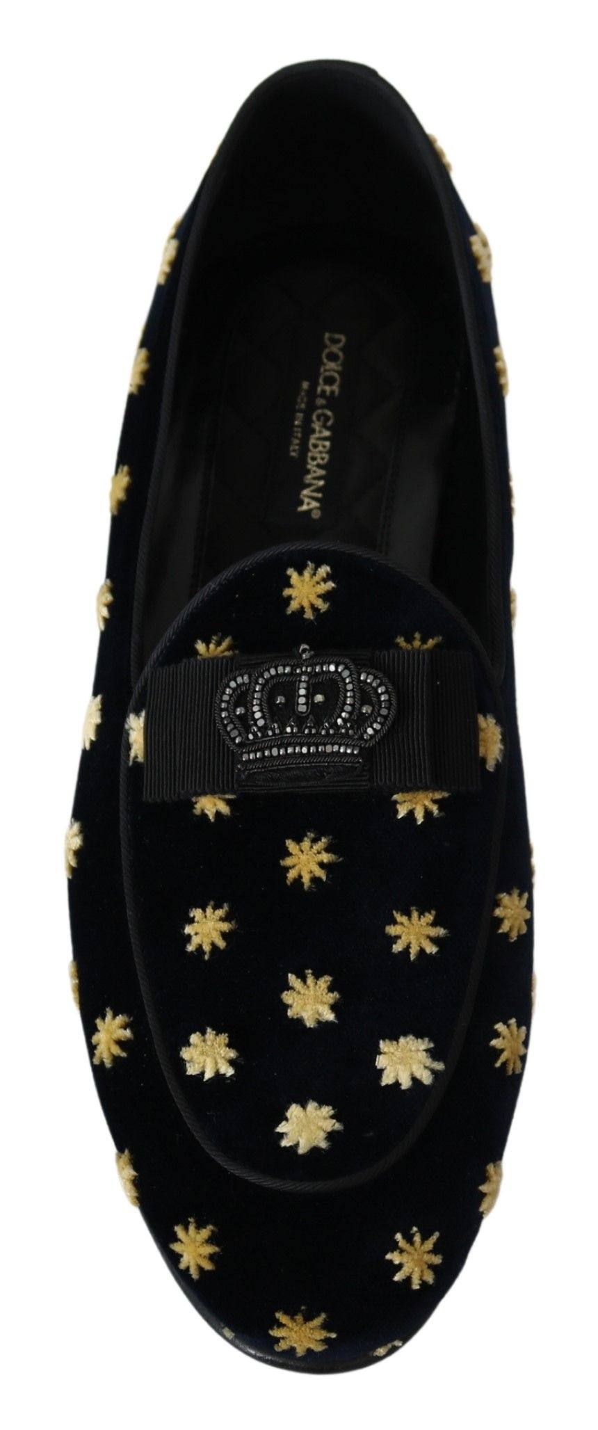 Blue Velvet Crown Slippers Loafers Shoes Dolce & Gabbana