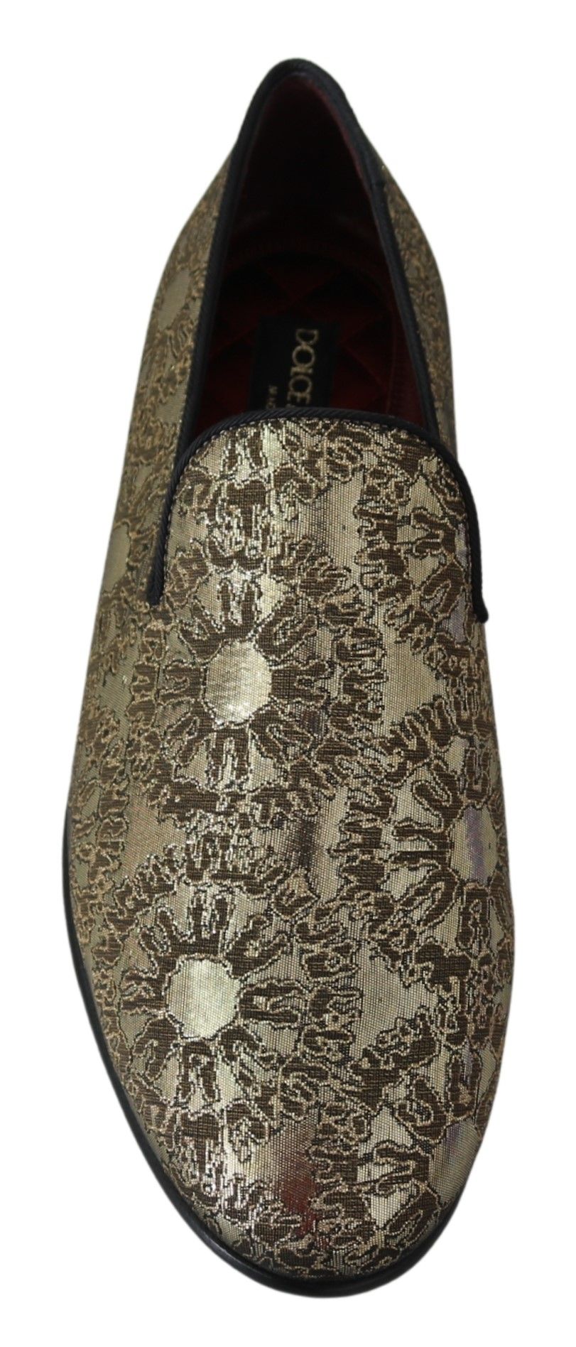 Gold Jacquard Flats Mens Loafers Shoes Dolce & Gabbana