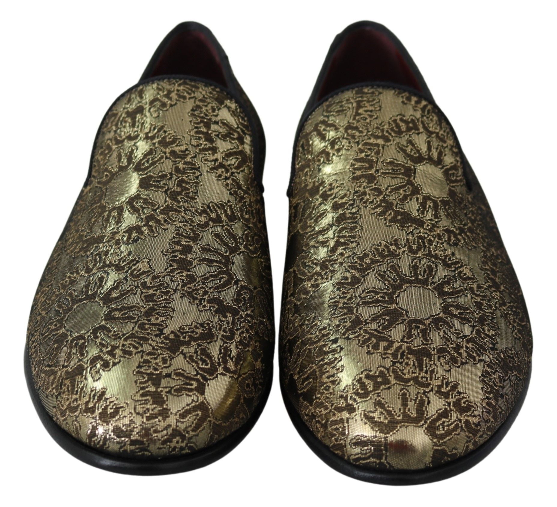 Gold Jacquard Flats Mens Loafers Shoes Dolce & Gabbana