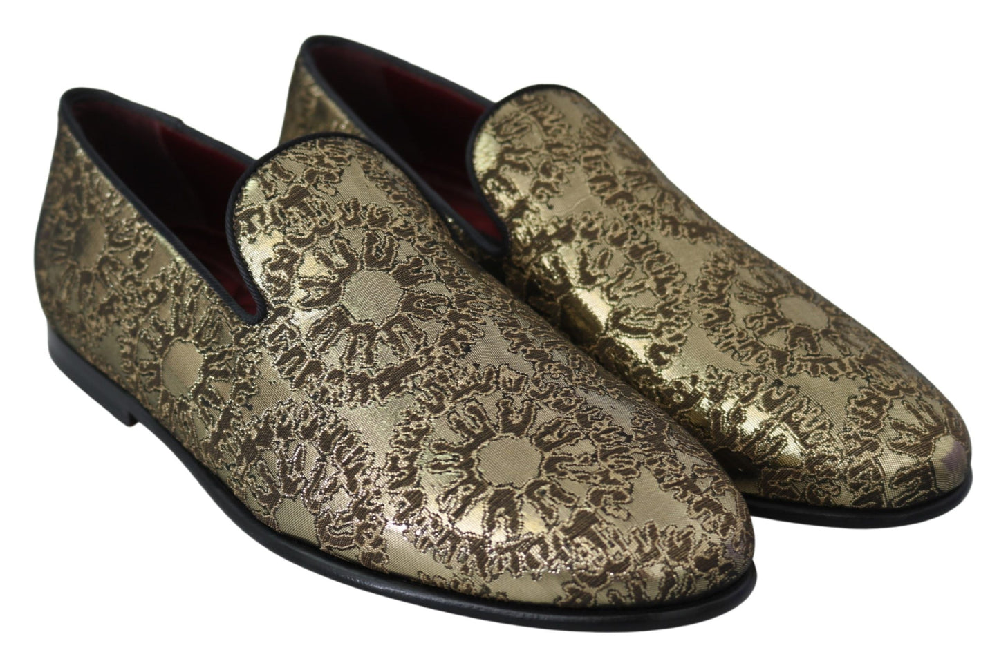 Gold Jacquard Flats Mens Loafers Shoes Dolce & Gabbana