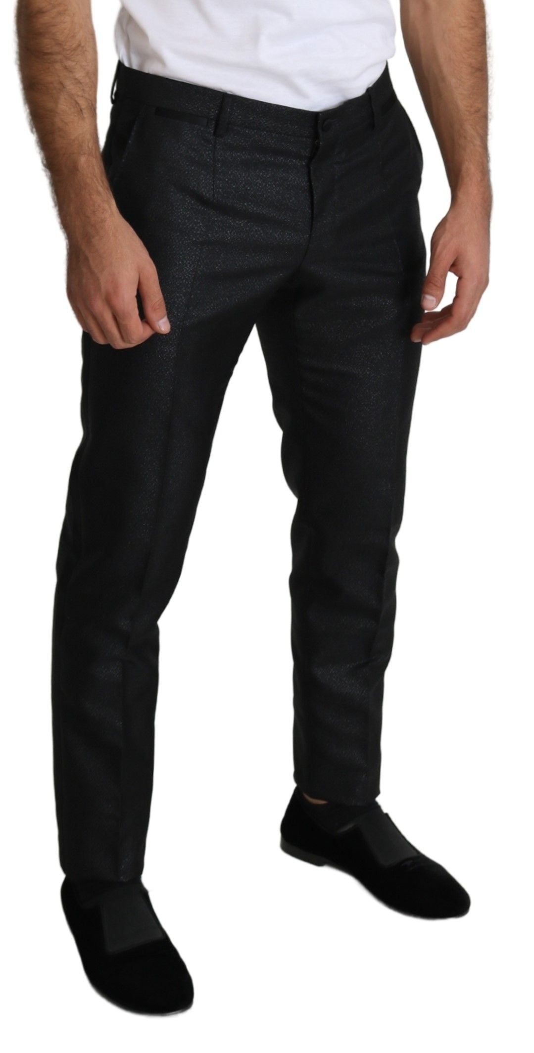 Black Metallic Skinny Trouser Dress Dolce & Gabbana
