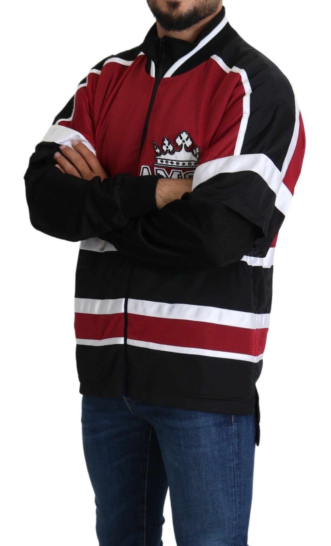 Red Black AMORE Sport Full Zipper Sweater Dolce & Gabbana