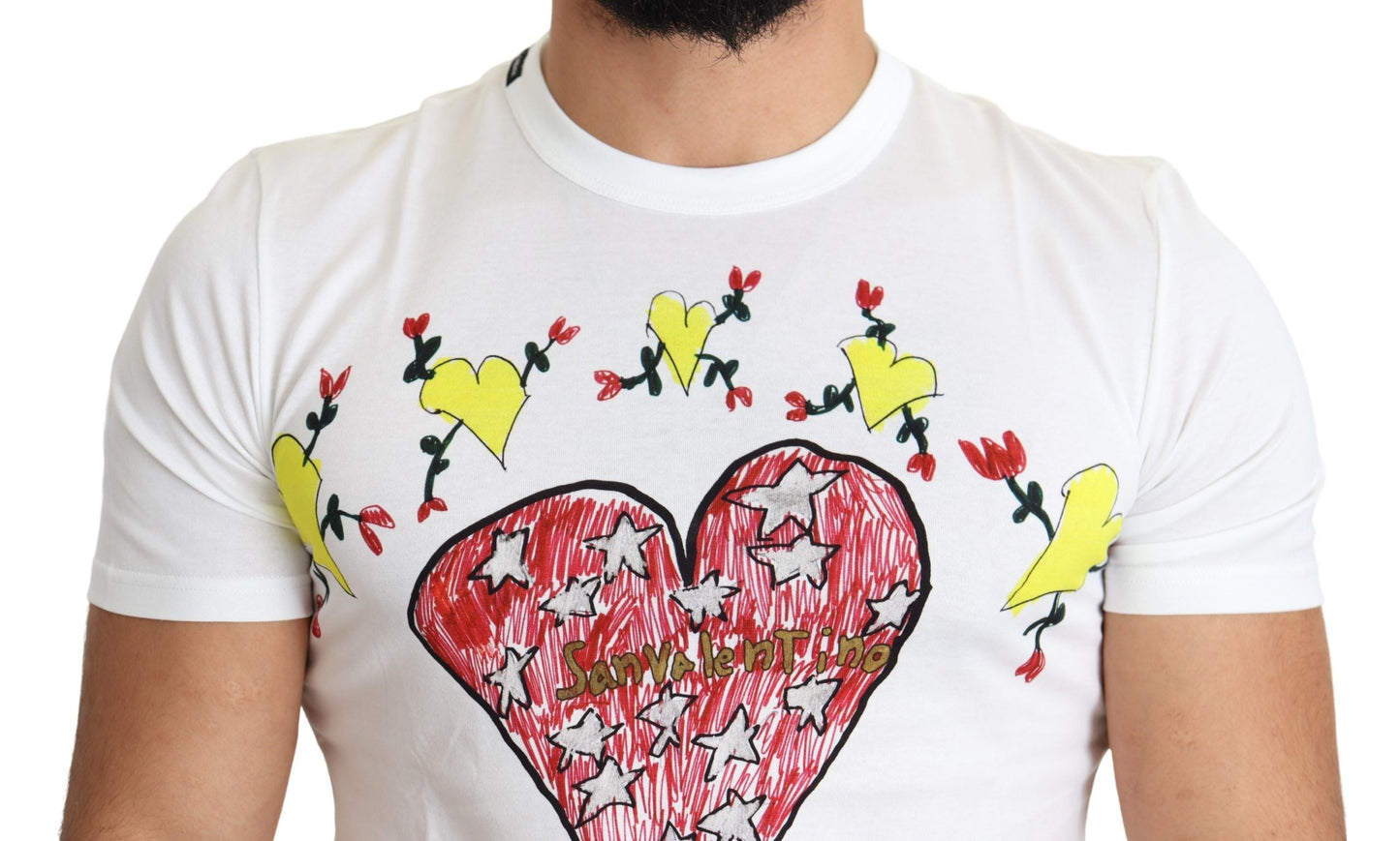 White Saint Valentine Print Cotton Men T-shirt Dolce & Gabbana