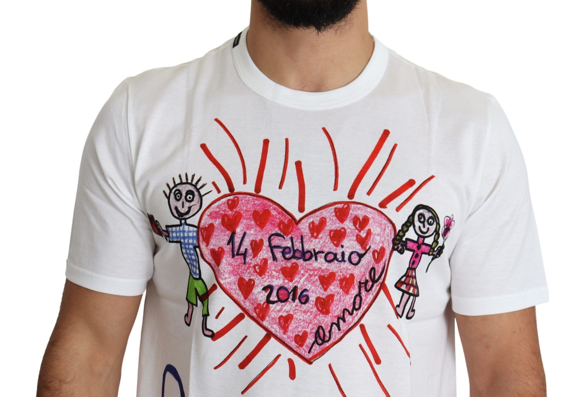 White Saint Valentine Hearts Print Men  T-shirt Dolce & Gabbana