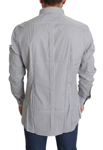 Black White Checkered GOLD Dress Cotton Shirt Dolce & Gabbana