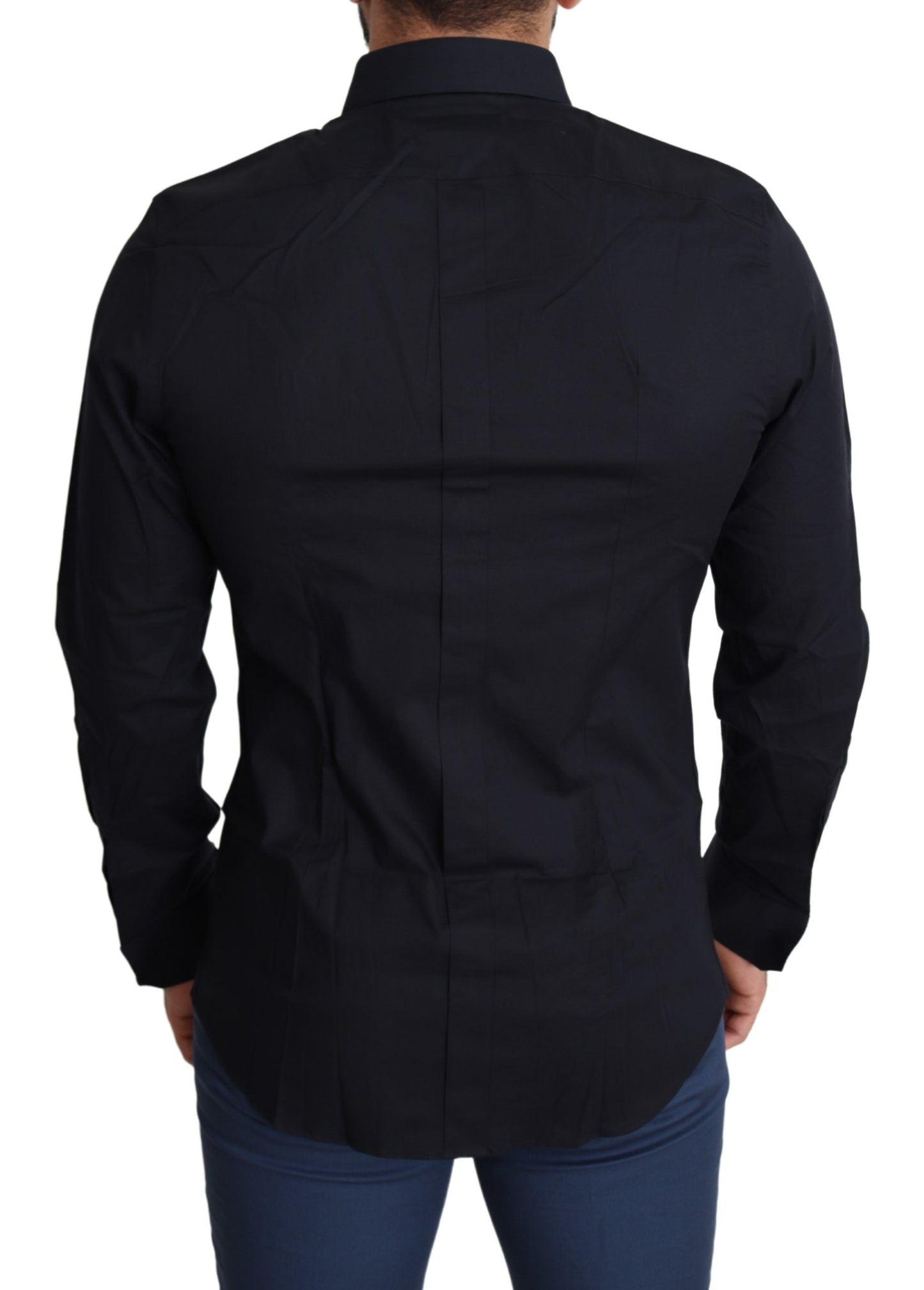 Blue Cotton Formal GOLD Dress Shirt Dolce & Gabbana