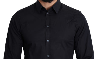 Blue Cotton Formal GOLD Dress Shirt Dolce & Gabbana
