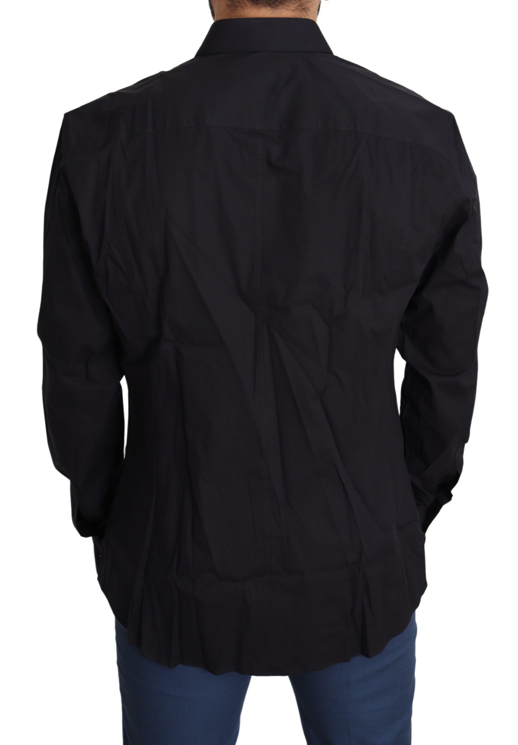 Black Cotton Stretch Dress SICILIA Shirt Dolce & Gabbana
