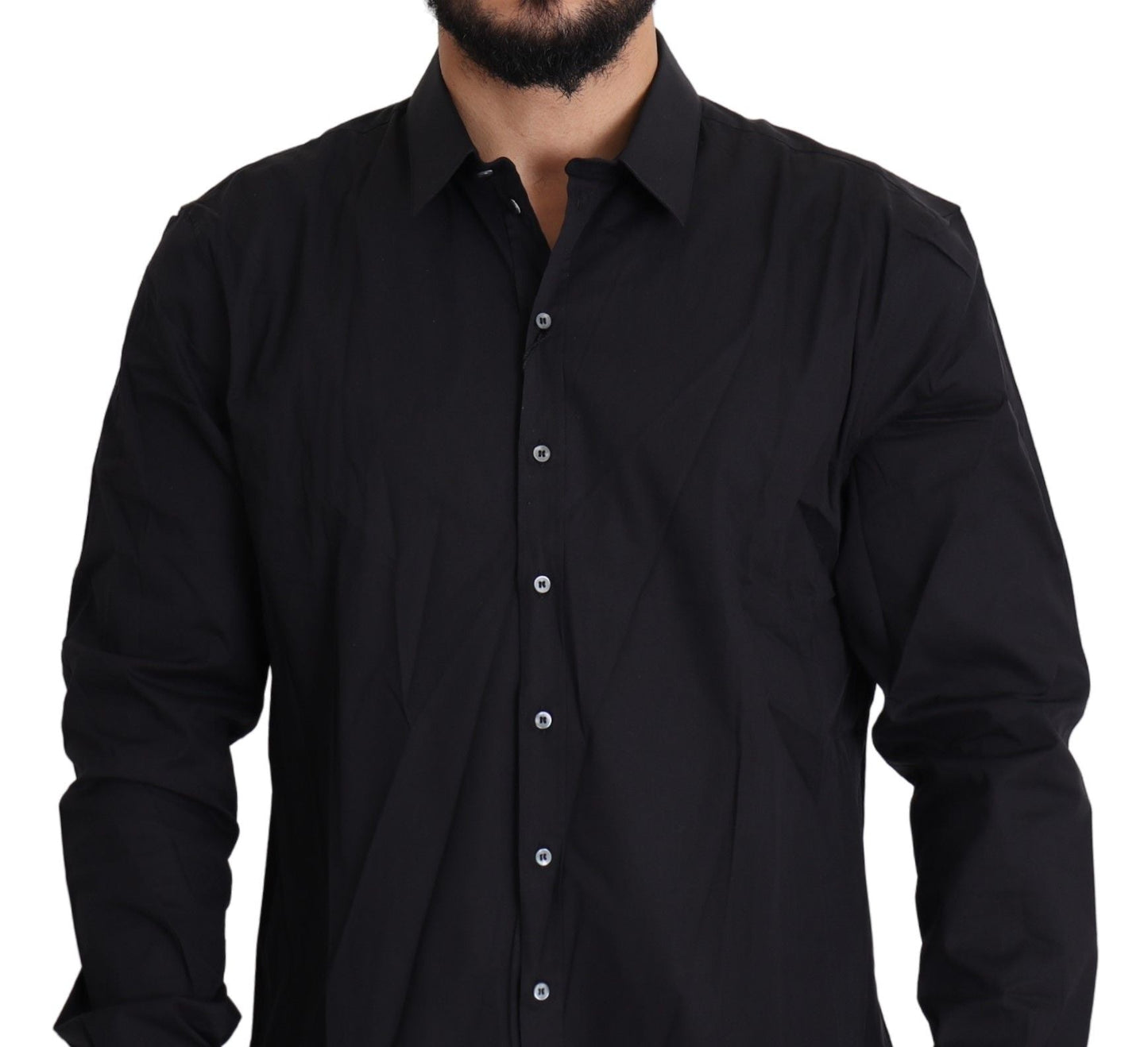 Black Cotton Stretch Dress SICILIA Shirt Dolce & Gabbana