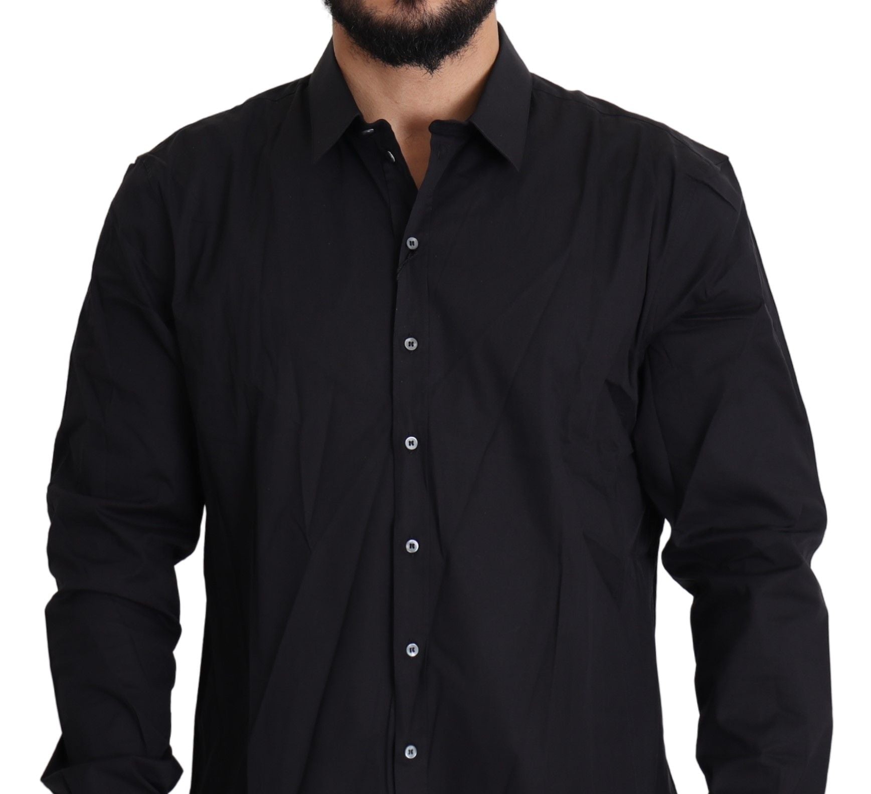 Black Cotton Stretch Dress SICILIA Shirt Dolce & Gabbana