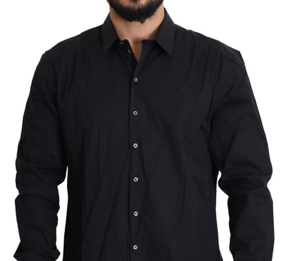 Black Cotton Stretch Dress SICILIA Shirt Dolce & Gabbana
