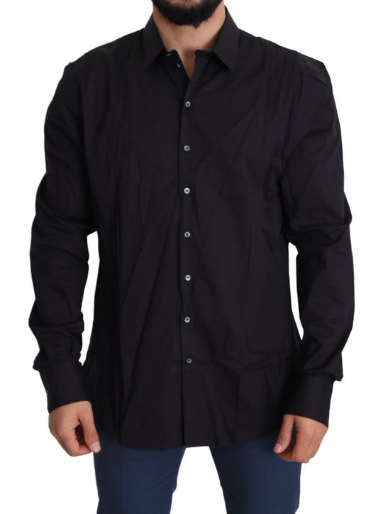 Black Cotton Stretch Dress SICILIA Shirt Dolce & Gabbana