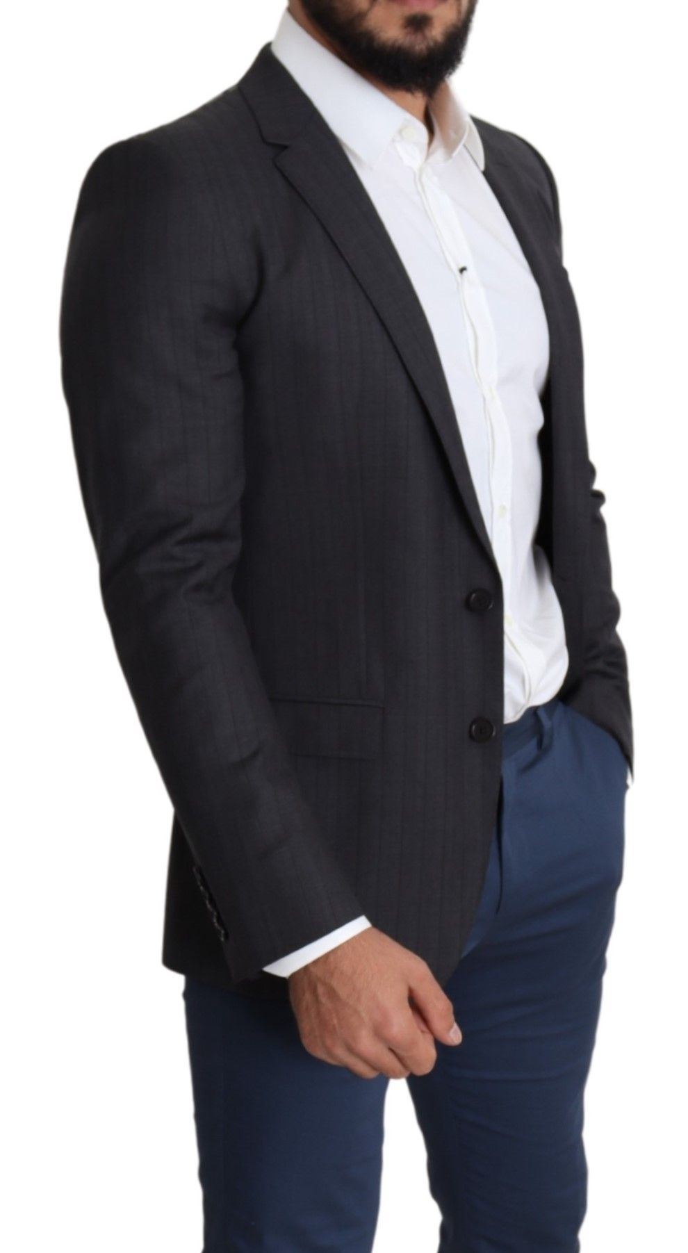Black Wool Single Breasted Coat MARTINI Blazer Dolce & Gabbana