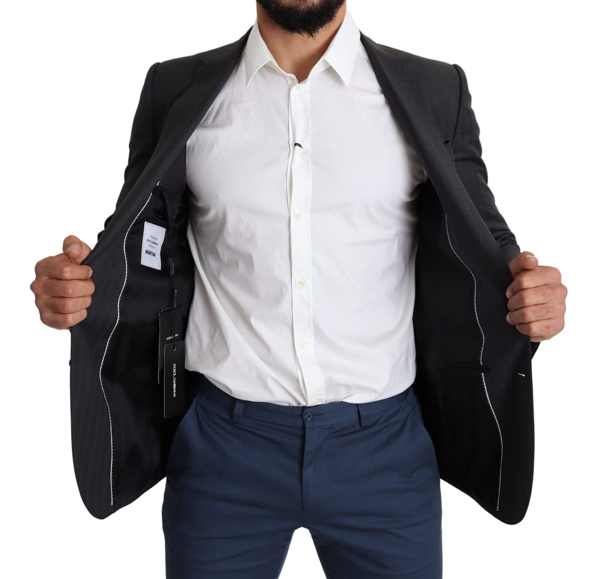 Black Wool Single Breasted Coat MARTINI Blazer Dolce & Gabbana