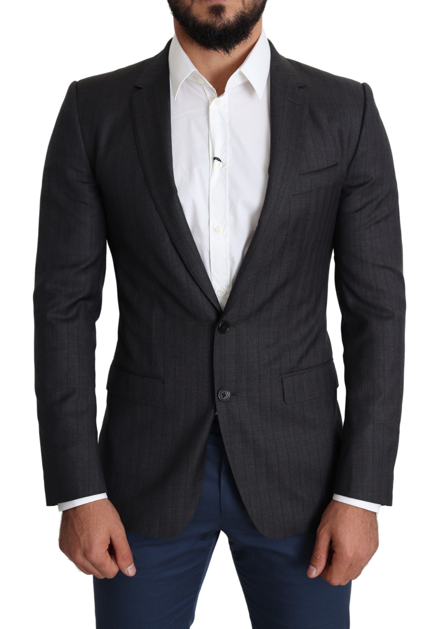 Black Wool Single Breasted Coat MARTINI Blazer Dolce & Gabbana