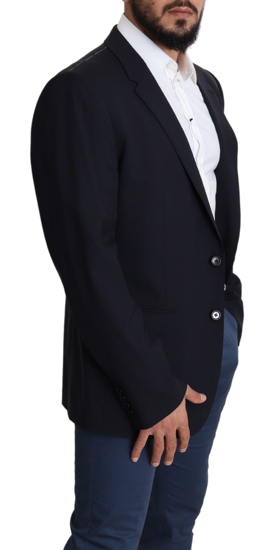 Black Wool Stretch Men Coat MARTINI Blazer Dolce & Gabbana