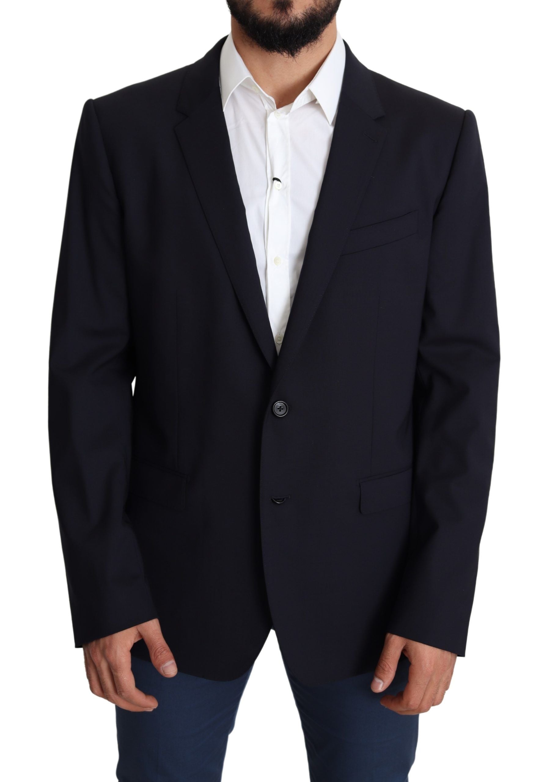 Black Wool Stretch Men Coat MARTINI Blazer Dolce & Gabbana
