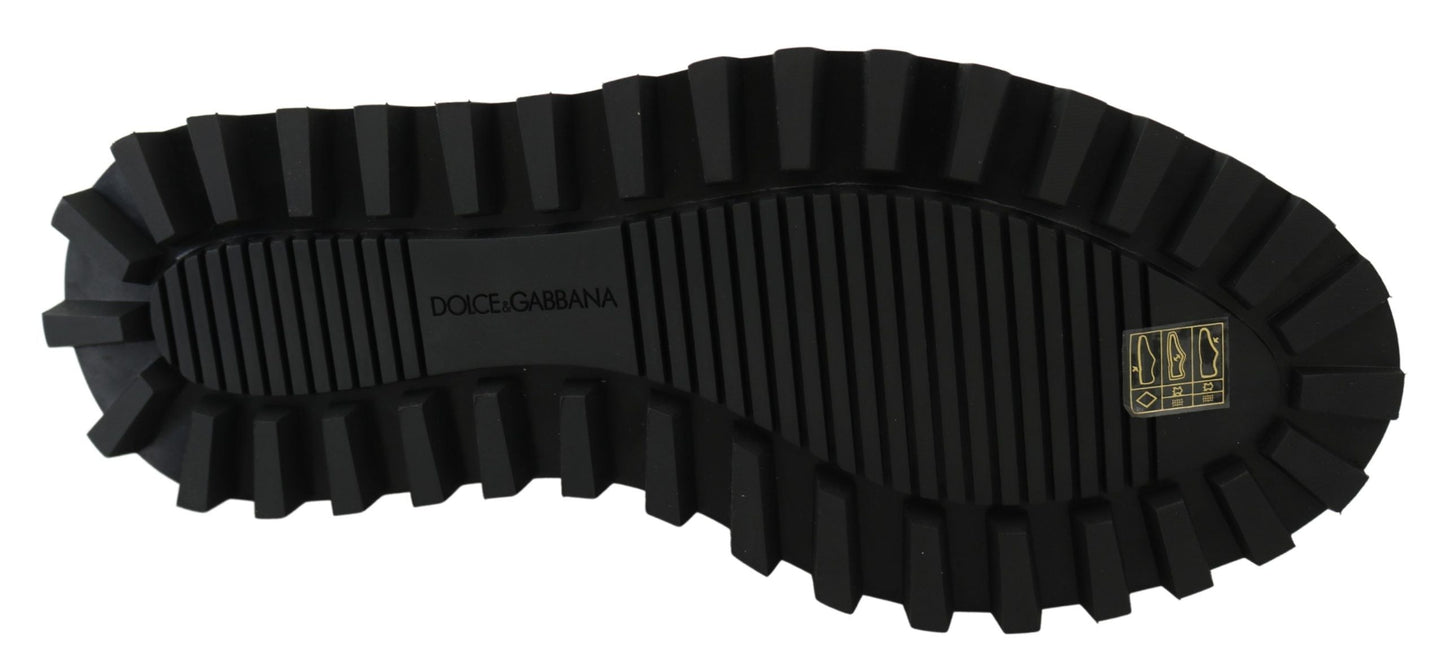 Black Rubberized Calfskin Chunky Derby Vulcano Shoes Dolce & Gabbana