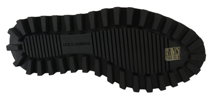 Black Rubberized Calfskin Chunky Derby Vulcano Shoes Dolce & Gabbana