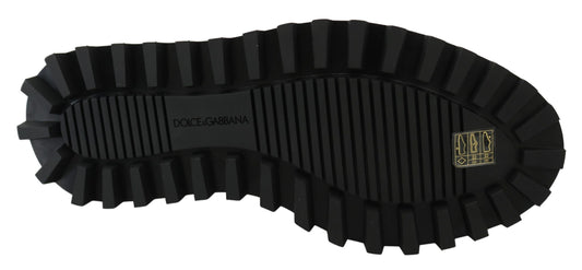 Black Rubberized Calfskin Chunky Derby Vulcano Shoes Dolce & Gabbana