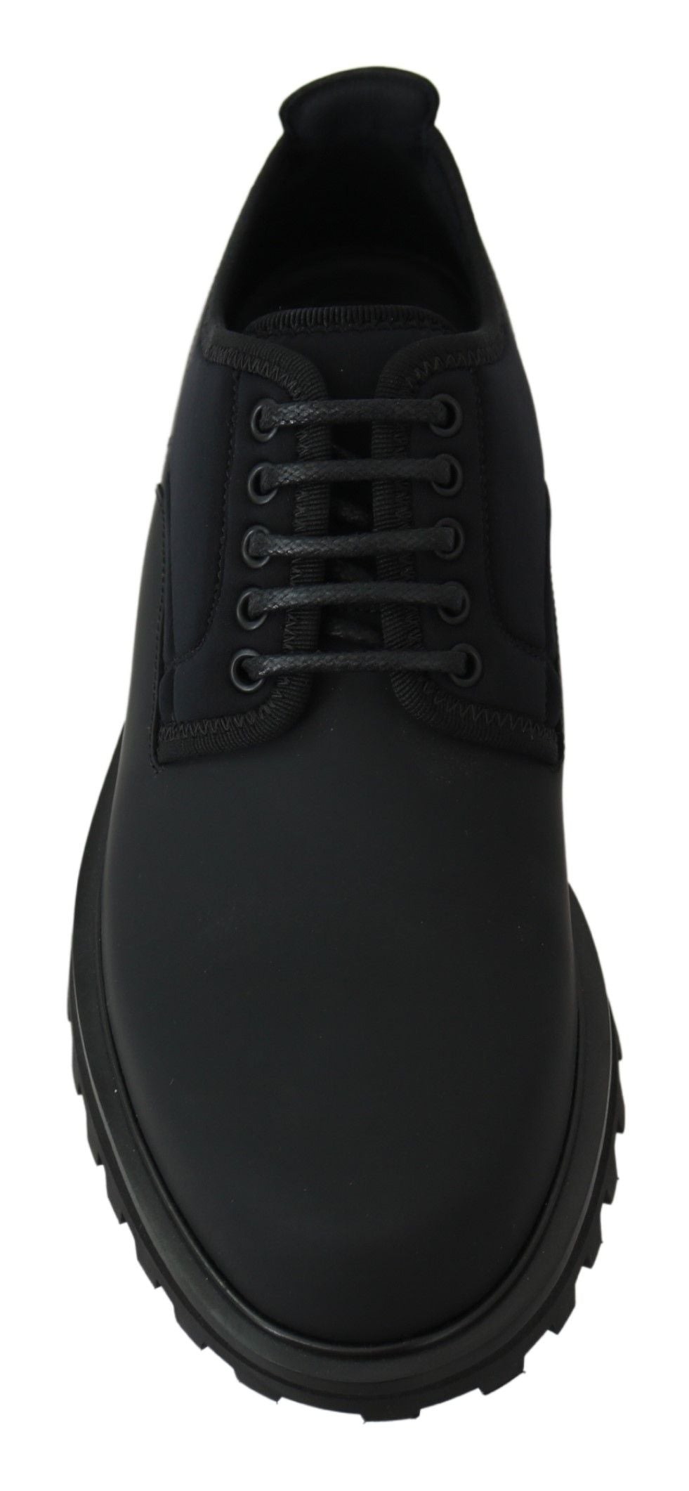 Black Rubberized Calfskin Chunky Derby Vulcano Shoes Dolce & Gabbana