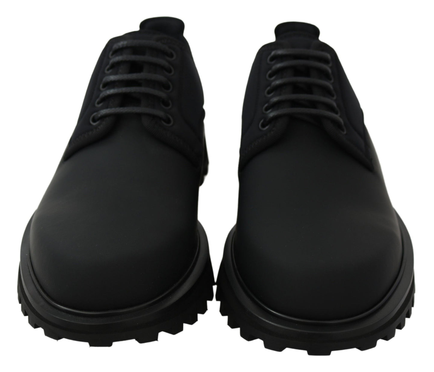 Black Rubberized Calfskin Chunky Derby Vulcano Shoes Dolce & Gabbana