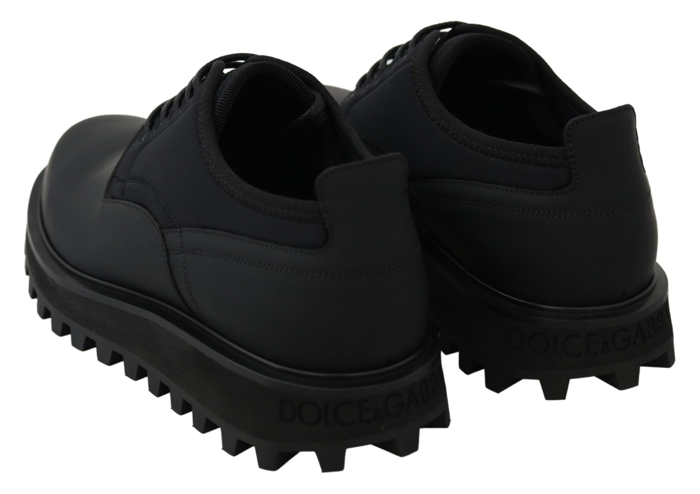 Black Rubberized Calfskin Chunky Derby Vulcano Shoes Dolce & Gabbana