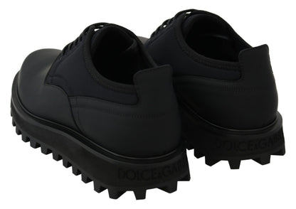 Black Rubberized Calfskin Chunky Derby Vulcano Shoes Dolce & Gabbana