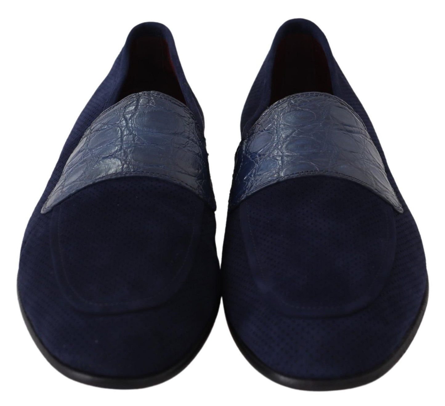 Blue Suede Caiman Loafers Slippers Shoes Dolce & Gabbana