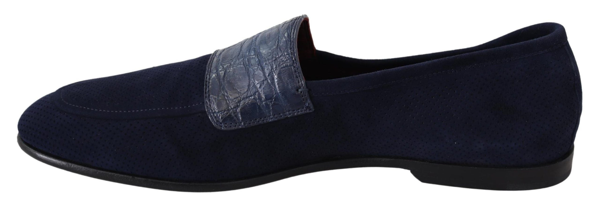 Blue Suede Caiman Loafers Slippers Shoes Dolce & Gabbana