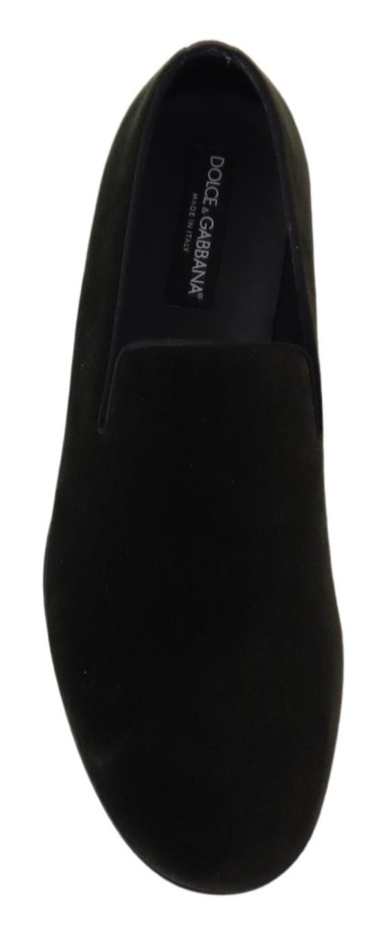 Green Velvet Slip On Mens Loafers Shoes Dolce & Gabbana