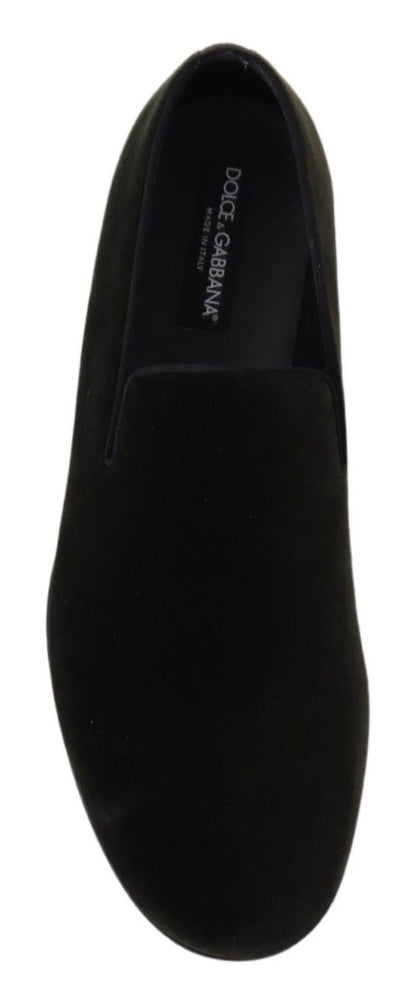 Green Velvet Slip On Mens Loafers Shoes Dolce & Gabbana
