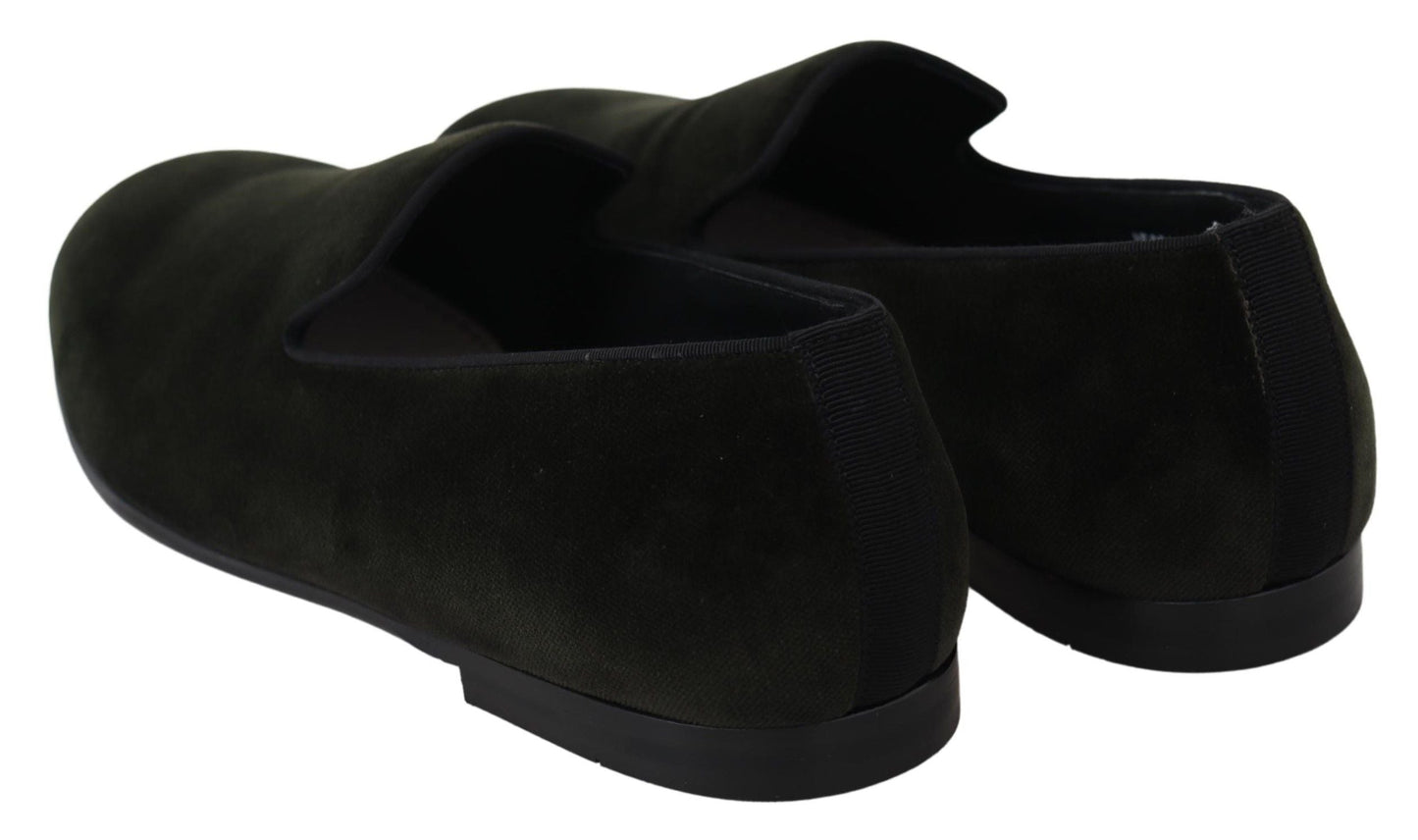 Green Velvet Slip On Mens Loafers Shoes Dolce & Gabbana