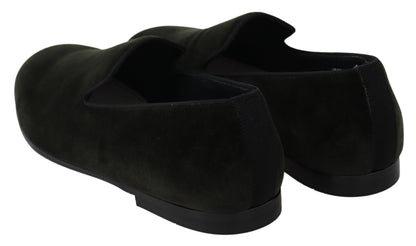 Green Velvet Slip On Mens Loafers Shoes Dolce & Gabbana