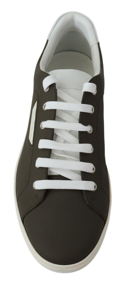 White Green Leather Low Top Sneakers Shoes Dolce & Gabbana