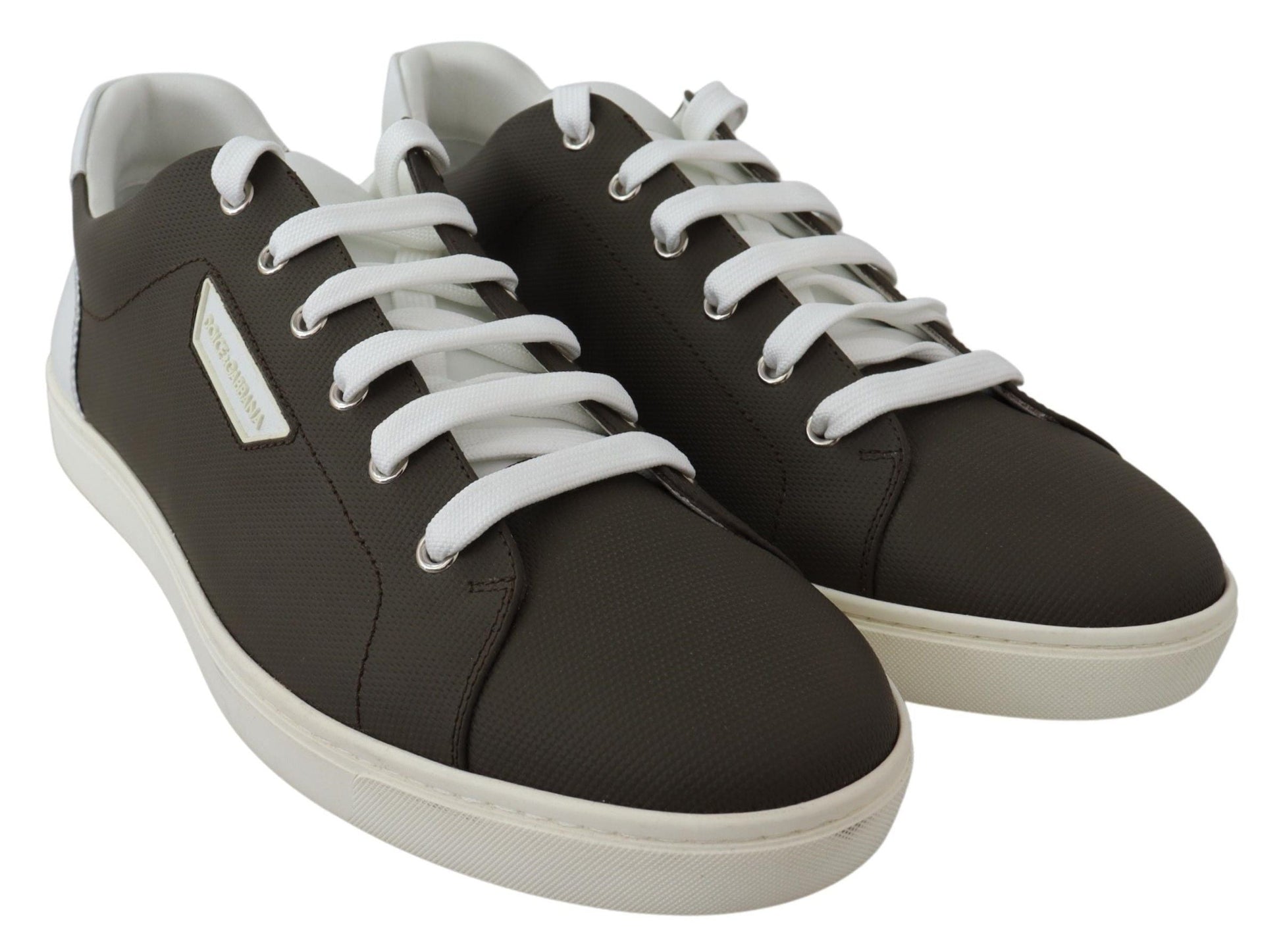 White Green Leather Low Top Sneakers Shoes Dolce & Gabbana