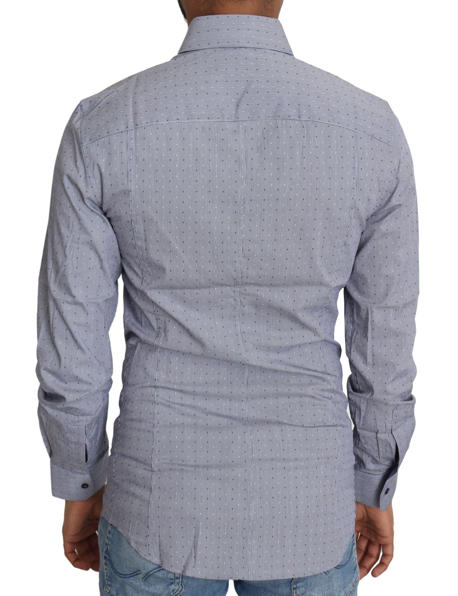 Gray Dotted Semi Fitted Formal SICILIA Shirt Dolce & Gabbana