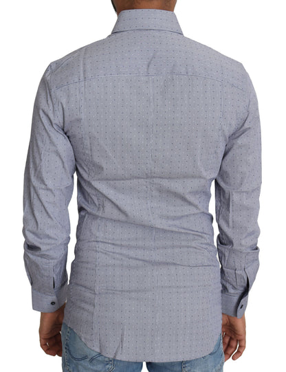Gray Dotted Semi Fitted Formal SICILIA Shirt Dolce & Gabbana