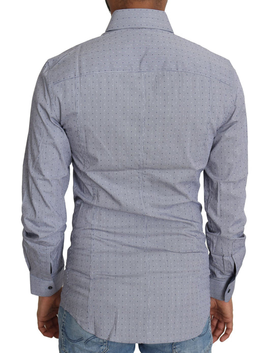 Gray Dotted Semi Fitted Formal SICILIA Shirt Dolce & Gabbana