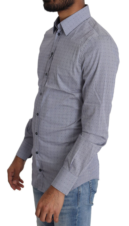 Gray Dotted Semi Fitted Formal SICILIA Shirt Dolce & Gabbana